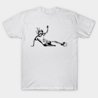 Soccer Player Scary Skeleton Vintage Halloween T-Shirt